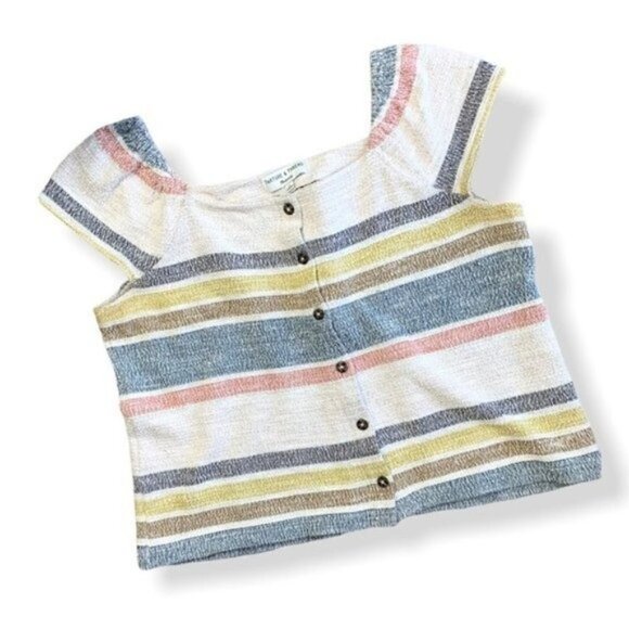 Madewell Button-Front Top in Stripe - Picture 1 of 7